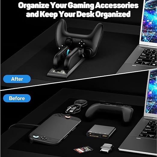 Lmcpa 3 in 1 Controller Charger for Nintendo Switch 2 JoyCon/Pro, Charging Dock with Type-C Port and LED Charging Indicator, 2.5H Fast Charging Space-Saving Storage Stand for Switch 2 Accessories
