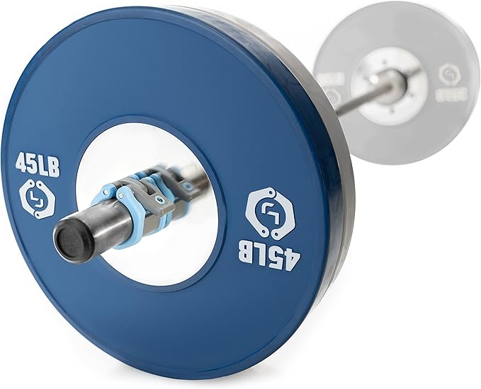 Lock-Jaw Barbell Collars HEX Olympic Barbell Clamps 2 Pcs – Heavy Duty Bar Clamps for 2” & 50mm Olympic Bars – Secure Weight Bar Clamps for Strength Training & Home Gym Accessories – Light Blue