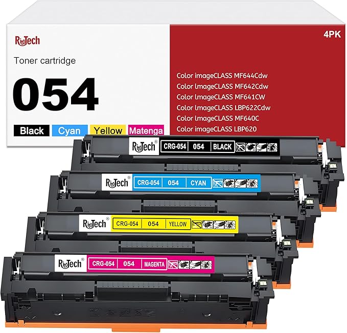 RitoTech 054 MF642cdw Toner Cartridge,Latest Chip Replacement for 054H CRG-054 for Color imageCLASS MF644Cdw MF642Cdw LBP622Cdw MF641Cw Printer,No Fading,No Streak,Black Cyan Yellow Magenta 4 Pack