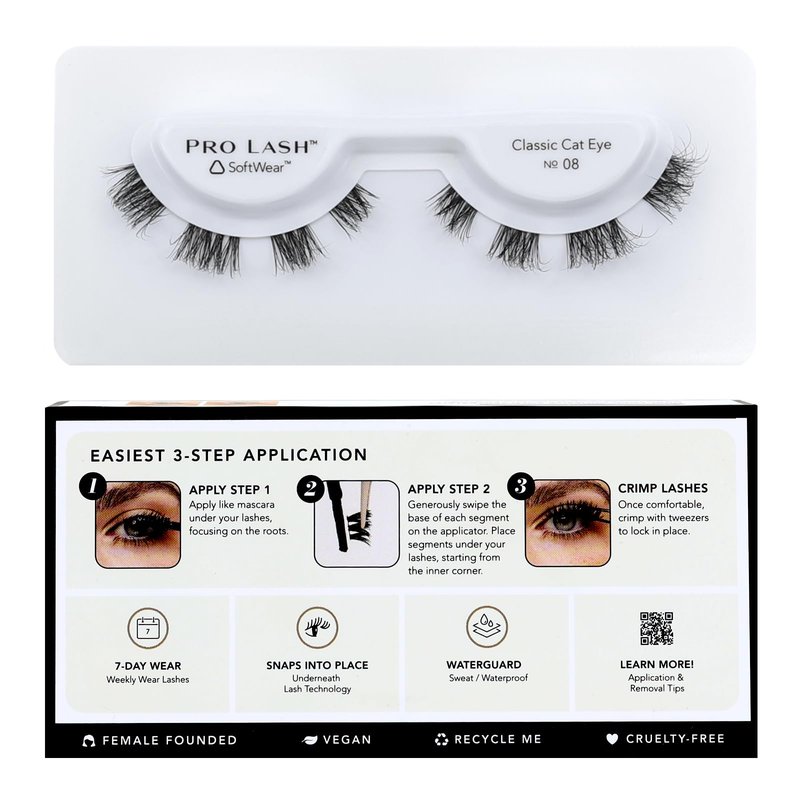 Pro Lash SoftWear Professionally Styled Lash Clusters - Seamless, Lightweight Lashes - 7-Day Cluster Eyelash Extensions - Waterproof Lashes Clusters - Single Set - Classic Shorties No. 05 Black