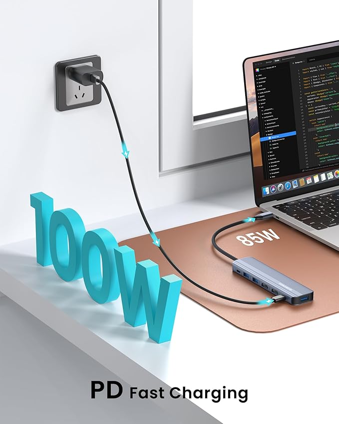 Glomtheia USB C Hub Docking Station Dual Monitor for Laptop, MacBook Air/Pro Dock Adapter Multiport Dongle with 2 HDMI Ports 4K 60Hz, 100W PD Charging, 3 USBA 3.0 & USBC