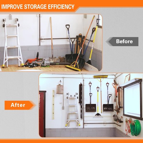 HUPBIPY Heavy Duty Garage Hooks - J Shaped Wall Mounted Storage System for Tools & Bikes | 6 Pack