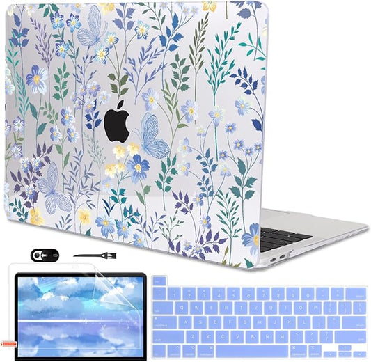 LCMOCICO for MacBook Pro 13 inch Case 2022 2021 2020 Release A2338 M2 M1 A2289 A2251, Printed Pattern Plastic Hard Shell Cover for MacBook Pro 13.3-inch Touch Bar Fits Touch ID, Meadow Wildflower