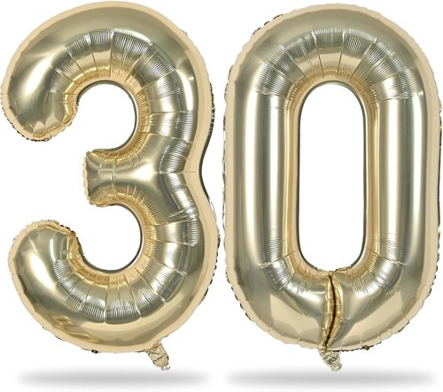 Champagne Gold Number Balloons - 40 Inch Light Gold Foil 3 & 0 for 30th Birthday Celebrations