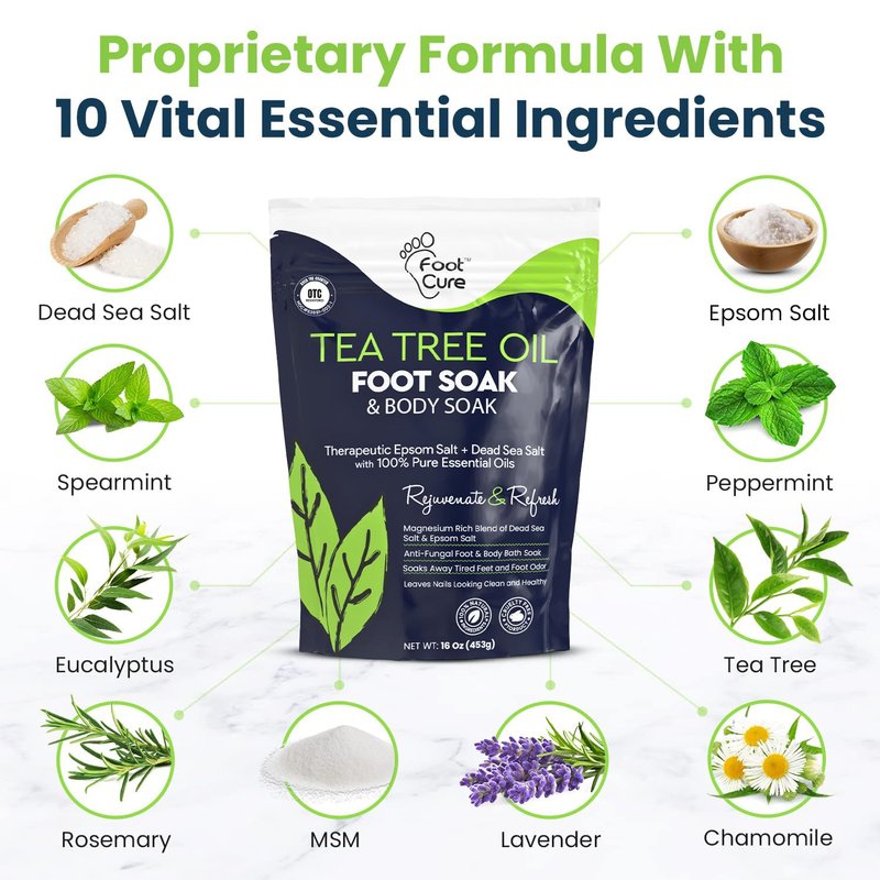 Tea Tree Foot Soak & Callus Remover Gel Kit - Extra Strength Treatment for Cracked Heels & Dry Feet | Epsom Salts Included