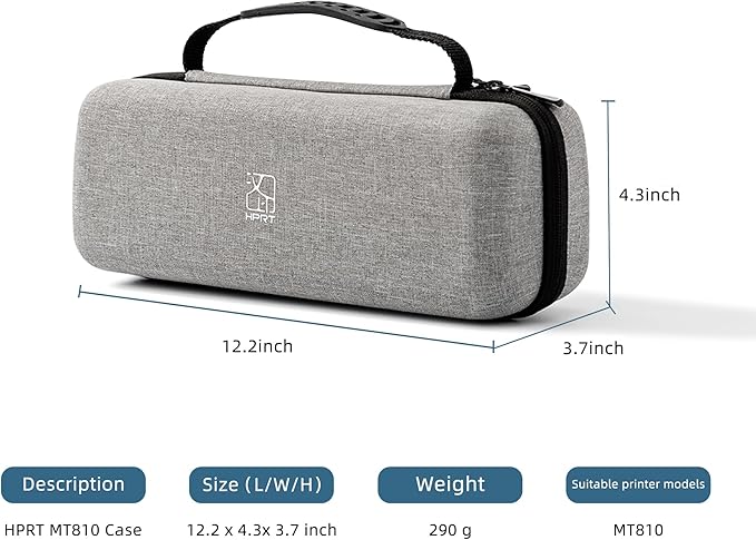Portable Carry Case Compatible with Pooolitech MT810/HPRT MT810/MT610/MT620 Portable Printers Waterproof Shockproof Scratch Resistant Compact Lightweight