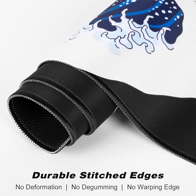Atufsuat Extended Gaming Mouse Pad, XXL Large Desk Pad 30 x 14 Inch, Big Computer Keyboard Mousepad, Waterproof Mouse Mat with Stitched Edges and Non-Slip Base for Women Office Gaming, Sea Waves
