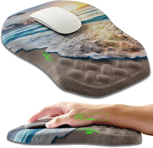 Armanza Ergonomic Slope Mouse Pad Wrist Support, Wrist Rest Mousepad for Carpal Tunnel Pain Relief with Massage Bulge and Slow Rebound Memory Foam (12x8 inch, Sunrise Beach)