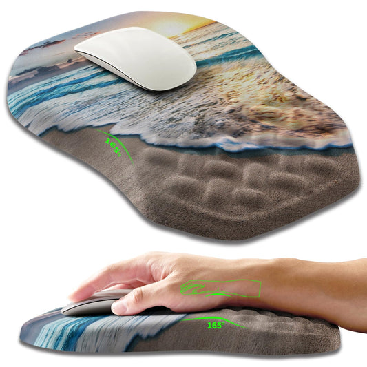 Armanza Ergonomic Slope Mouse Pad Wrist Support, Wrist Rest Mousepad for Carpal Tunnel Pain Relief with Massage Bulge and Slow Rebound Memory Foam (12x8 inch, Sunrise Beach)