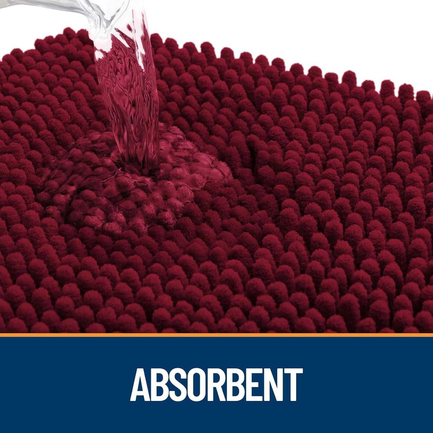 OLANLY Dog Door Mat - Absorbent Non-Slip Chenille Mat for Muddy Paws | 59x24 Inches, Burgundy
