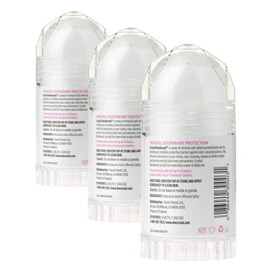 CRYSTAL Mineral Deodorant Stick, Unscented | 24-Hour Protection | Non-Staining | Aluminum-Free | 6 Pack