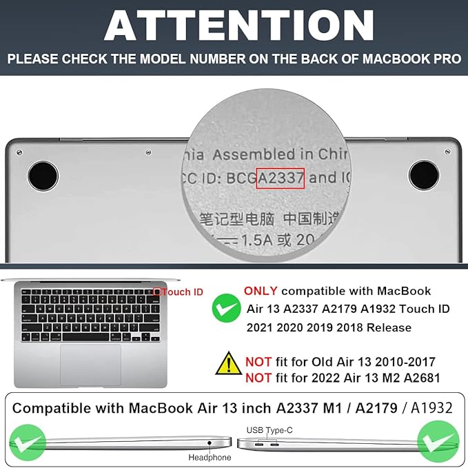 LCMOCICO Compatible with 2021 2020 2019 2018 MacBook Air 13 inch Case M1 A2337 A2179 A1932 with Touch ID, Crystal Clear Pattern Plastic Hard Shell Case for MacBook Air 13 M1 2021, Pink Bowknot