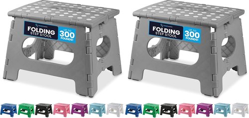 Handy Laundry Folding Step Stool - Lightweight & Sturdy for Adults and Kids | Easy One-Flip Design - Grey, 9 Inch (Pack of 2)