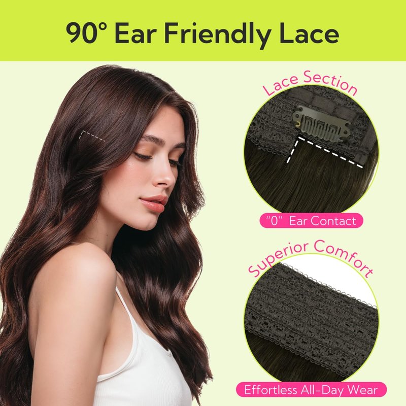 HOTBANANA Wire Hair Extensions, 12 inch 70g Walnut Brown to Ash Brown and Bleach Blonde Fish Line Extensions Remy Real Human Hair Straight Invisible Soft Skin Wire Weft Silky for Women