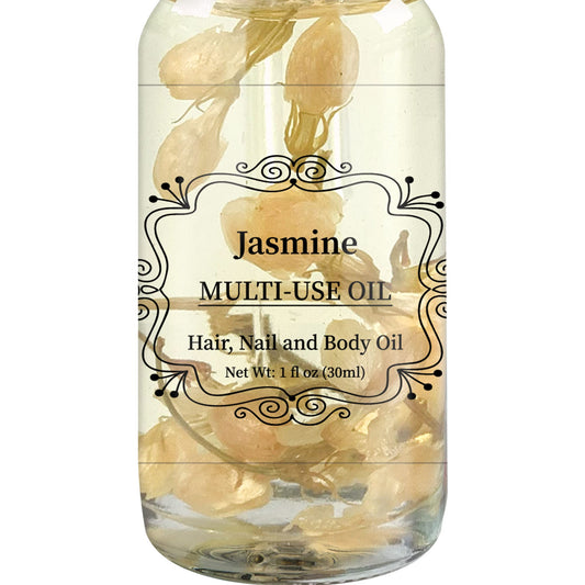 Jasmine Multi-Use Oil for Face, Body and Hair - Plant Fragrant Essential Oil for Dry Skin, Scalp and Nails - 1 Fl Oz