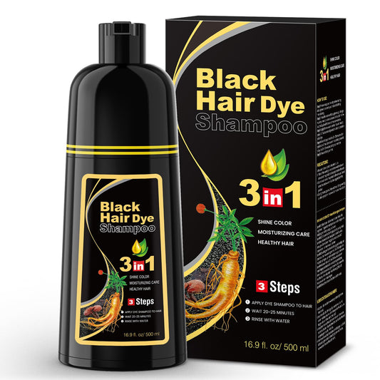 BOJICA 3 in 1 Black Hair Dye Shampoo for Gray Hair | Instant Full Gray Coverage, 3-4 Weeks Lasting, Includes Cape & Gloves(16.9 Fl oz)