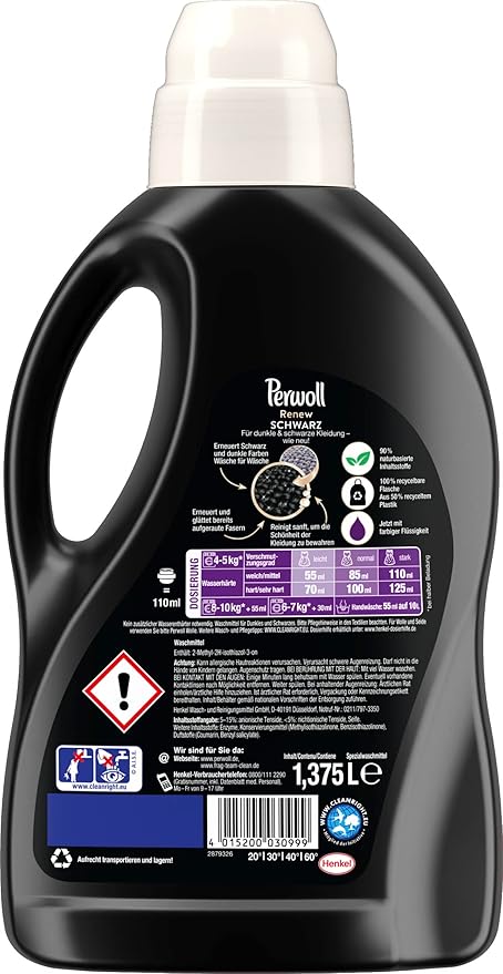 Perwoll Renew Black, Detergent For All Dark Colors, Strengthens Fibers and Improves Color (25 Washes)