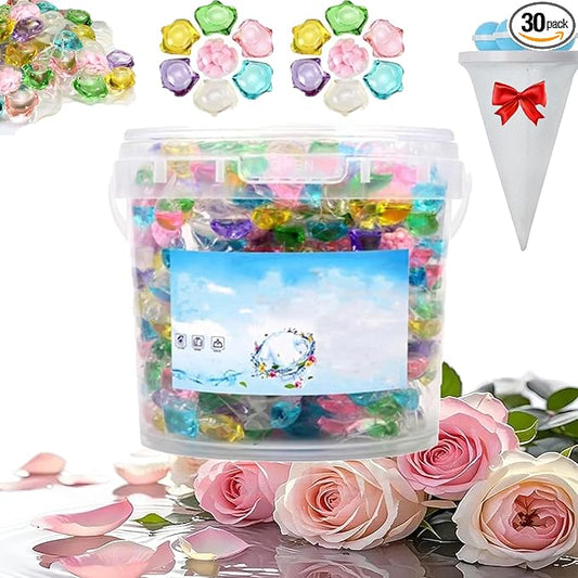 100PCS Magic Laundry Beads, 9x More Concentrated, Weeks of Freshness, Deep Cleaning Laundry Detergent Capsules, Easy Dissolve Washing Pods for All Fabrics and Colors Clothes (30)