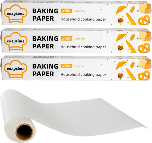 Unbleached Parchment Paper Roll - Non-Stick Baking Sheets with Built-In Cutter | 12in x 49ft, 3 Pack