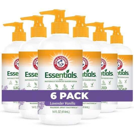 Arm & Hammer 6 Pack Liquid Hand Soap for Skin Cleaning - Cleanser for Kitchen & Bathroom with Lavender Vanilla Scent - Natural Hand Soap Cleanses, Softens 14 FL Oz (414ml)