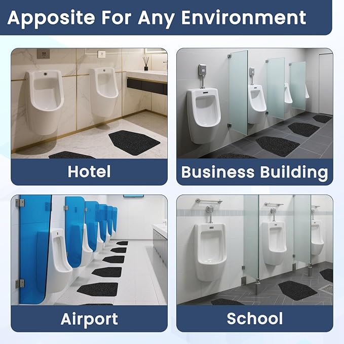 6 Pack Commercial Urinal Mats, Non-Slip Urinal Floor Mat for Men's Bathroom, Washable Rubber Urinal Pads for Business Bathroom