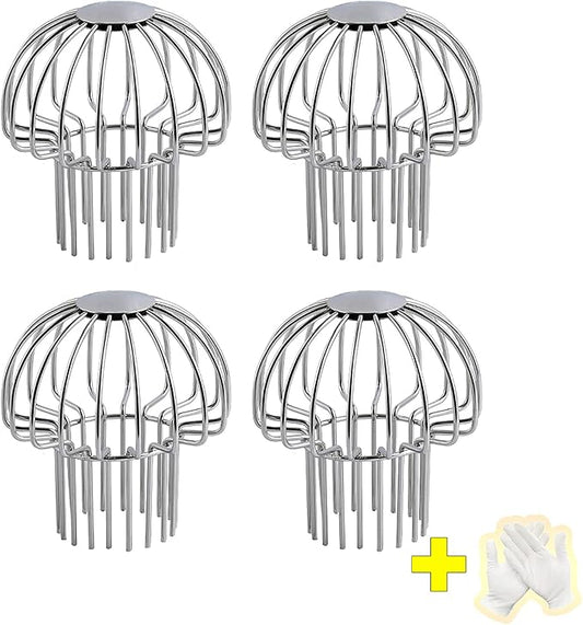 Gutter Guard 304 Stainless Steel Outdoor Roof Drain Anti-Blocking Line Cap, Mushroom Type Drainage Gutter Guard Filter, Gutter Cleaning Tool, for Stops Leaves Seeds and Other Debris,3in ï¼4pcsï¼