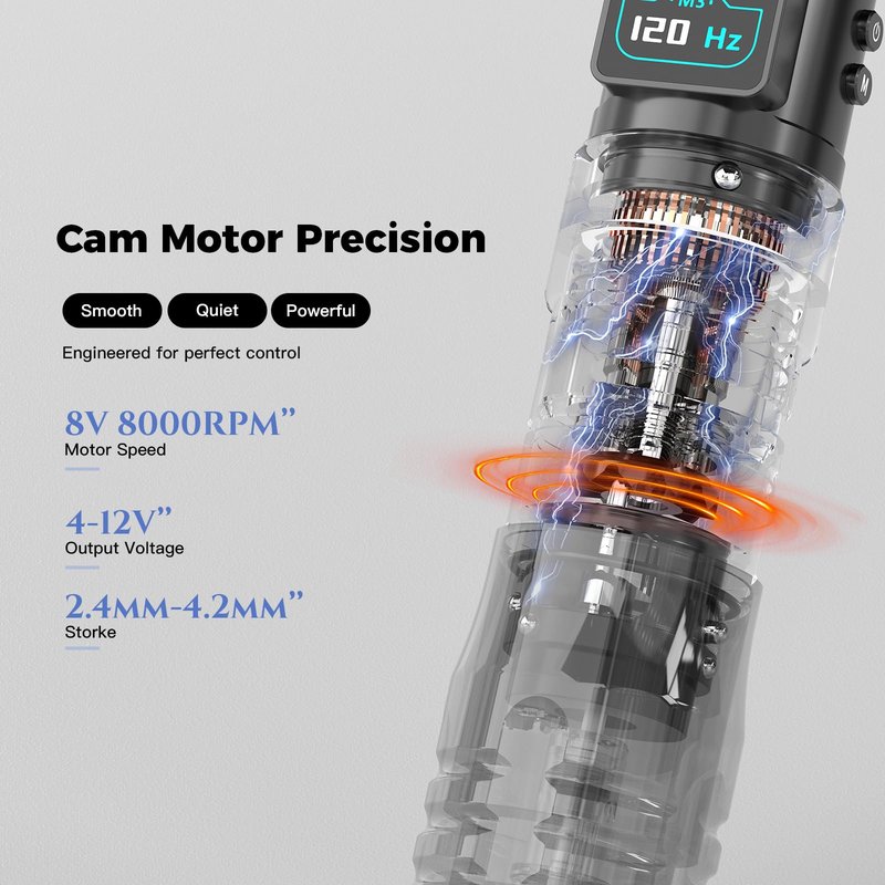 Wormhole 2300mAh Battery and 7 Adjustable Stroke Tattoo Gun for Artists, Aluminum Alloy Wireless Tattoo Machine, Lightweight Compact Rotary Tattoo Pen Powerful Motor Precision Professional - Black