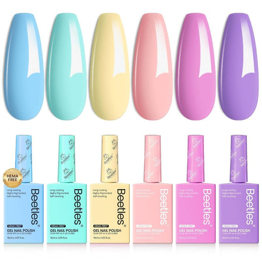 Beetles Pastel Gel Polish Set - Hema-Free Fairy Tale Dream Colors | 15ML Yellow, Pink, Blue, Purple