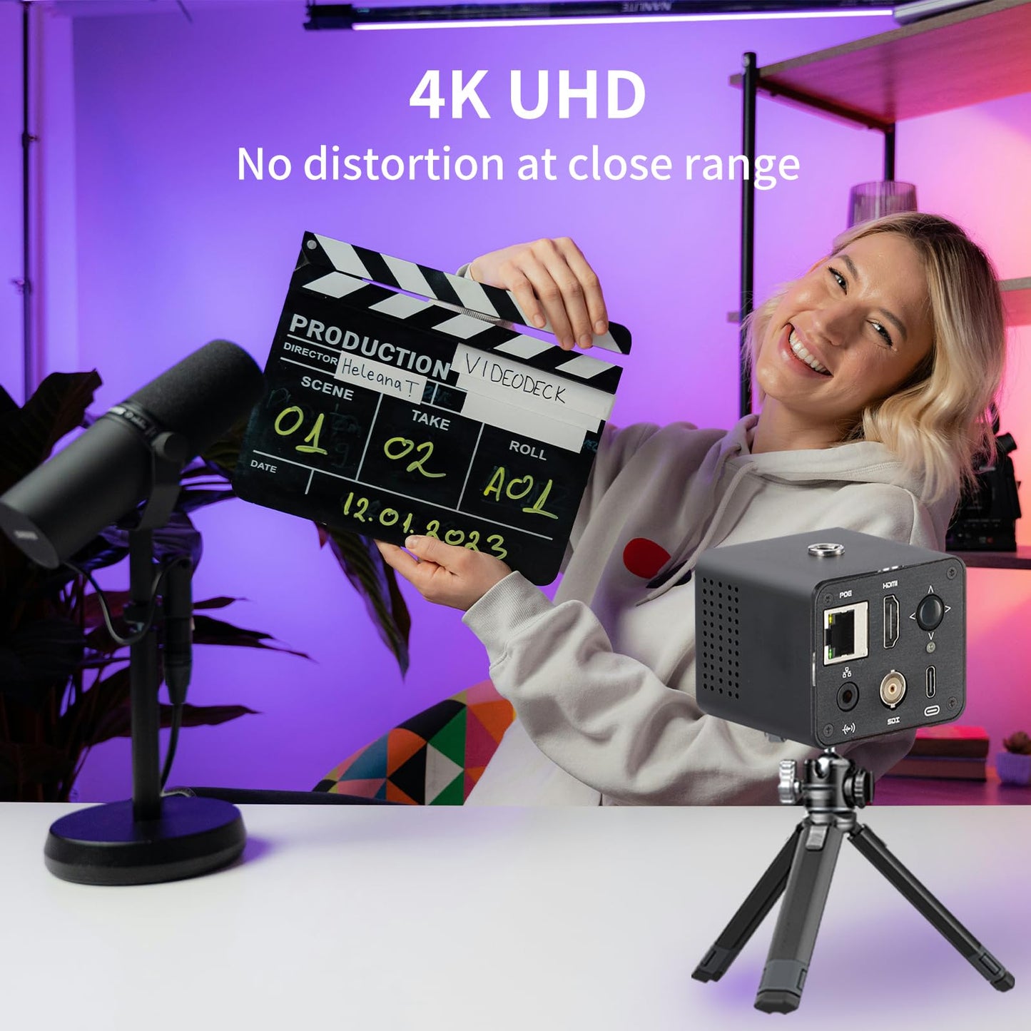 zowietek 4K POV Box Camera PoE, ZowieCAM, SDI & HDMI & UVC Output, Standalone RTSP/RTMP(s)/SRT Live Streaming, Ultra-Compact, Interchangeable Lens, PC/Mobile Phone/Tablet Control (M12)