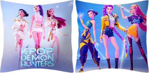 Demon Hunters Pillow Covers - 18" x 18" Kpop Group Themed | 2 Unique Soft Decorative Designs for Fans