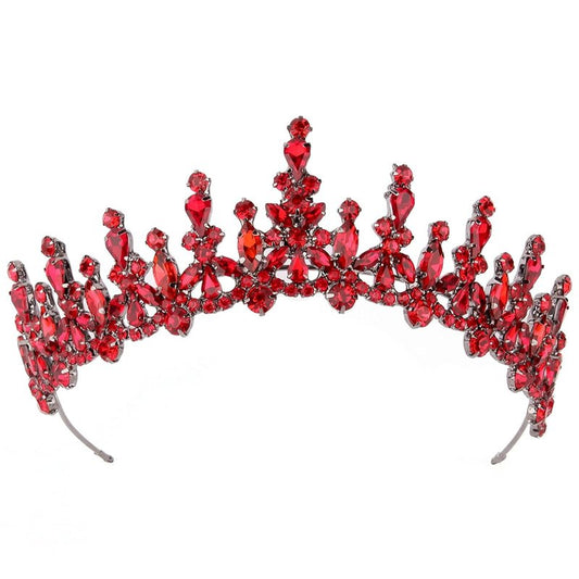 Women's Tiara for Henna Wedding Party - Glitter Hair Accessory | Shiny Red Crown for Bridal, Birthday, Prom, Halloween