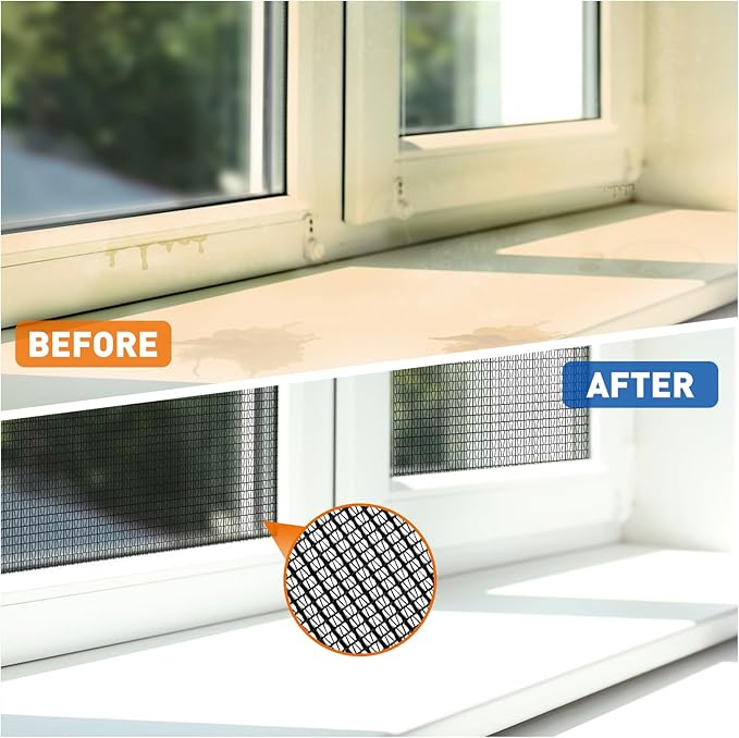 MAGZO Window Screen Replacement Mesh Roll, 37.4in × 16.4ft 40x40 Mesh for Porch Doors Repair Kit, Ultra Heavy Duty Woven for Garden, Patio DIY Projects