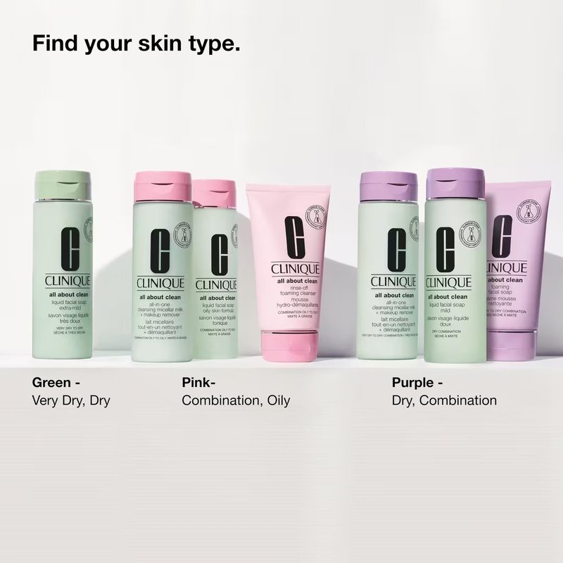 Clinique All About Clean Liquid Facial Soap Mild | Gentle Face Cleanser For Dry Combination Skin | Type 2 Face Wash | Step 1 in 3-Step Skin Care Routine, 6.7 Fl Oz