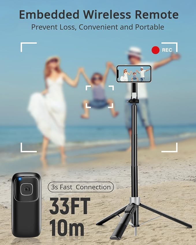 Magnetic Tripod for iPhone, 69" Phone Tripod Selfie Stick with Stake, Remote & 2 in 1 Phone Holder, Extendable Cell Phone Stand for Golf Recording Travel, Compatible with iPhone and Android Cellphone