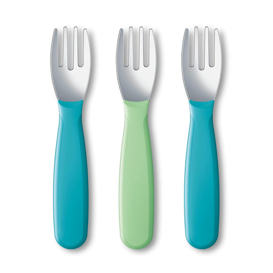 NUK Kiddy Cutlery Forks - Durable Stainless Steel, BPA & Latex-Free | 18+ Months, Set of 3