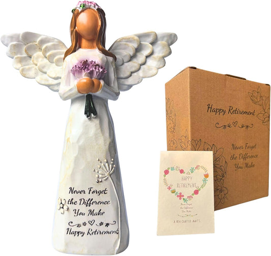 Skiennix Angel Figurine - 5.5” Retirement Gift with Card | Perfect for Coworkers & Friends (Purple)
