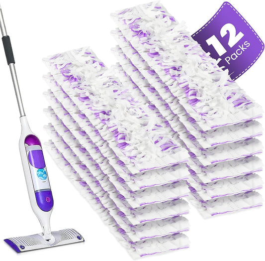 Skiennix 12 Pack Power Mop Refills - Thickened Unscented Pads for Swiffer Power Mop