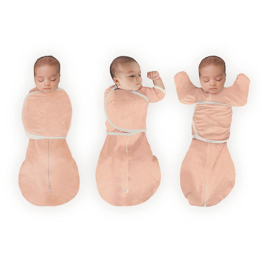 SwaddleDesigns 6-Way Omni Swaddle Sack - Arms Up Design for Newborns | Enhances Sleep, 12-18 lbs, Heathered Peach Blush