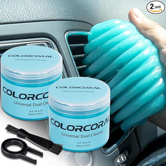 ColorCoral 2Pack Car Cleaning Gel Universal Dust Cleaner for Car Vent Keyboard Cleaning Detailing Slime Putty Cleaning Kit Car Accessories, Gifts for Adults Men Women Kids Teens