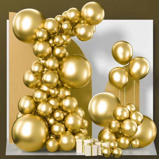 PartyWoo Gold Balloon Arch Kit - 120pcs in 5-18 Inch Sizes | Perfect for Birthday, Wedding, Baby Shower Decor