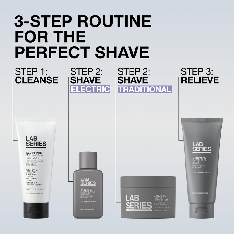 Lab Series Men's Grooming Effortless Pre-Electric Shave Solution - Electric Shave Lotion - Cools & Refreshes Skin - Skin Care for Men, 3.4 Fl Oz