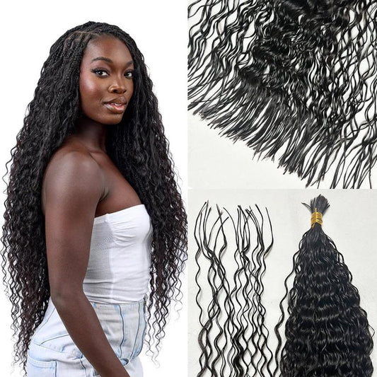 Curly Bulk Human Hair - Pre-Divided Loose Deep Wave Extensions for Boho Braids | 18 Inch, 50g (160 Roots)