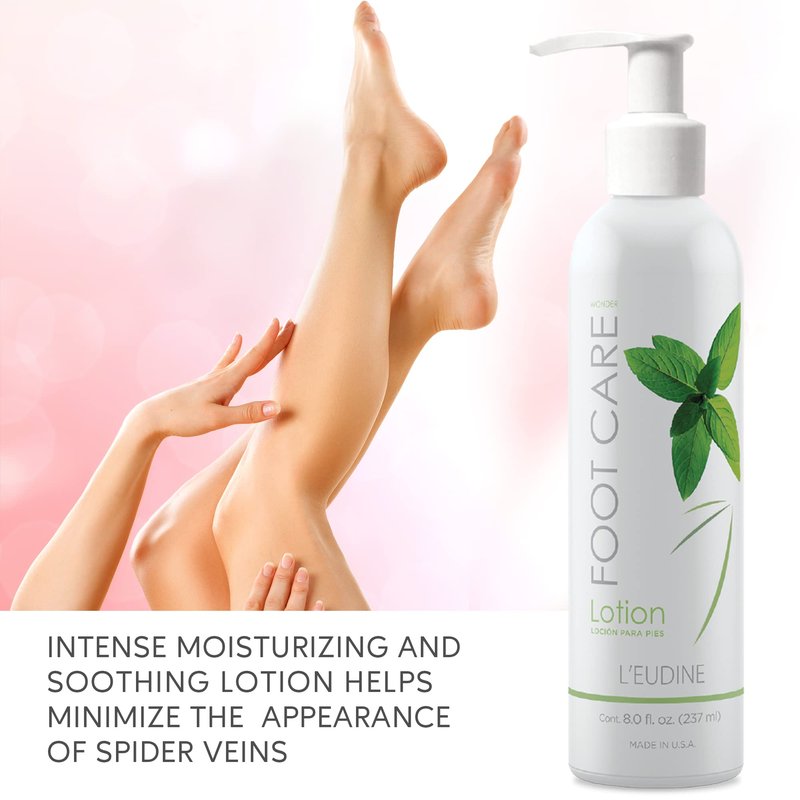 L'eudine Foot Lotion - Foot Care Cream with Arnica, Cocoa Seed Butter, Vegetable Glycerin, Mint for Dry Cracked Feet and Calluses - Refreshing and Moisturizing - 8 fl oz