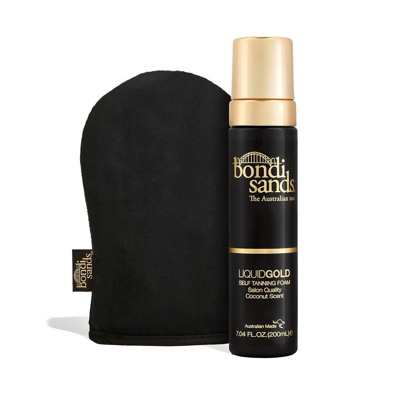 Bondi Sands Liquid Gold Self Tanning Foam - Lightweight Sunless Tanning Foam + Reusable Application Mitt | Perfect for a Flawless Glow