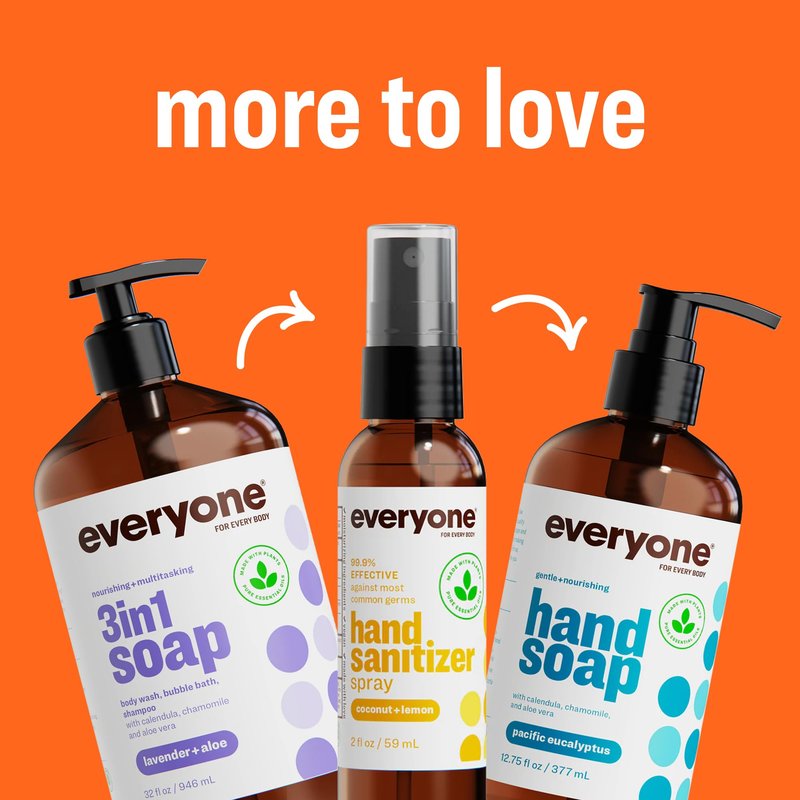 Everyone 3-in-1 Soap, Body Wash, Bubble Bath, Shampoo, 32 Ounce (Pack of 2), Cedar and Citrus, made with Essential Oils for Men and Women