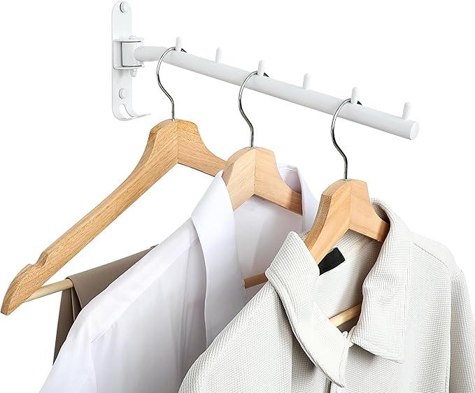 Mooche Swing Clothes Hanger Rack, Garment Racks Folding Clothes Bar Wall Mounted, 180°Rotation Laundry Drying Rack 304 Stainless Steel Space Saving for Laundry Room Bedroom Balcony, 11.93" Long