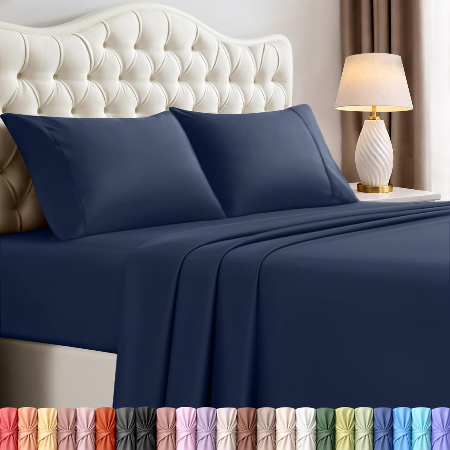 Utopia Bedding King Size Sheet Set - Soft, Breathable Microfiber | 4-Piece Navy Blue Bed Sheets