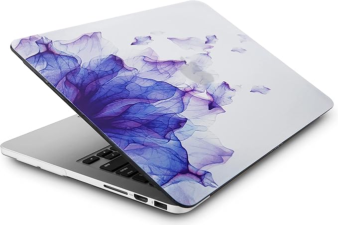 KECC Ultra Thin Case for MacBook Air 13 inch 2022-2018 Release M1 Chip, Lightweight Plastic Hard Shell for MacBook Air 13.3” + Keyboard Cover + Sleeve, Purple Flower