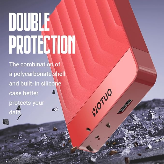 YOTUO Portable External Hard Drive Storage Expansion Mobile HDD USB 3.0 for PC, Mac, Desktop, Laptop, PS4, PS5, Xbox One X/S, Xbox 360, Xbox Series X/S, Office & Game (Red, 1TB)
