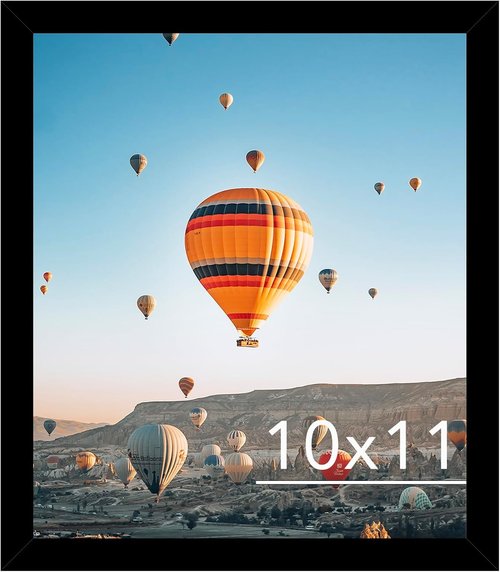 JCJMY 10x11 Picture Frame - Black Wall Mount for Horizontal or Vertical Display | Shatter-Resistant Plexiglass